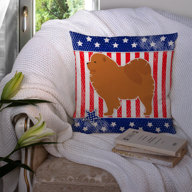 Patriotic Outdoor Throw Pillow, 14" H x 14" W x 3" D