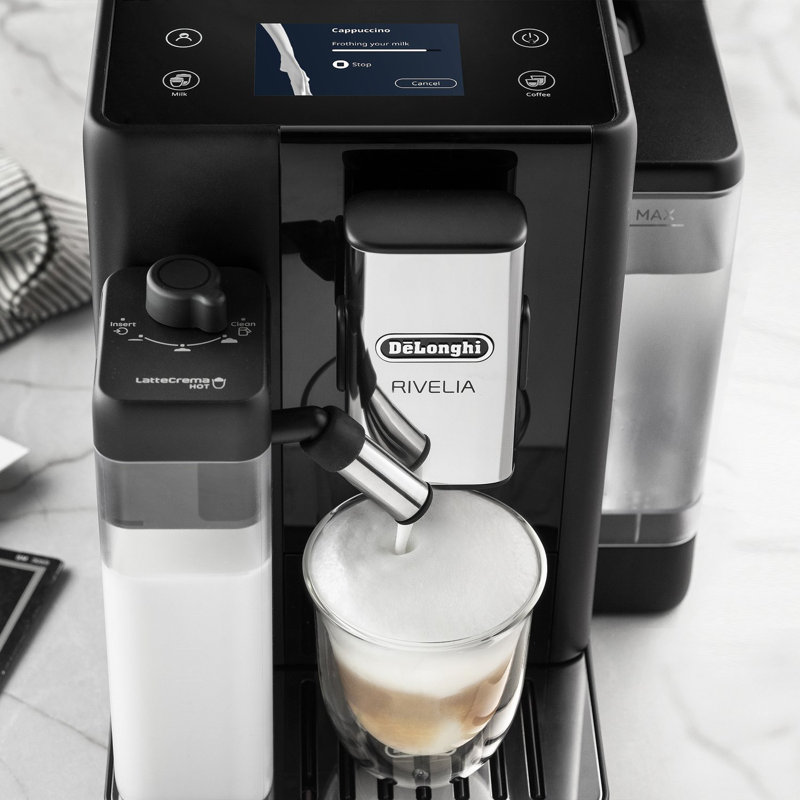 Fully Automatic Espresso Machine with Built-In Coffee Grinder, Black