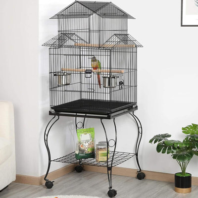 55-inch Rolling Standing Parrot Cage,Pet Bird Cage with Detachable Stand