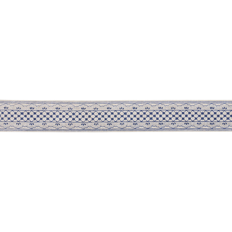 Ruban festonné Schumacher x Mary McDonald Davison, Bleu Washington / blanc