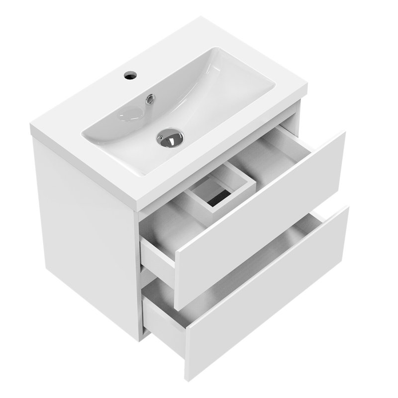 Rannon Single Bathroom Vanity with Drop In Ceramic Basin, White