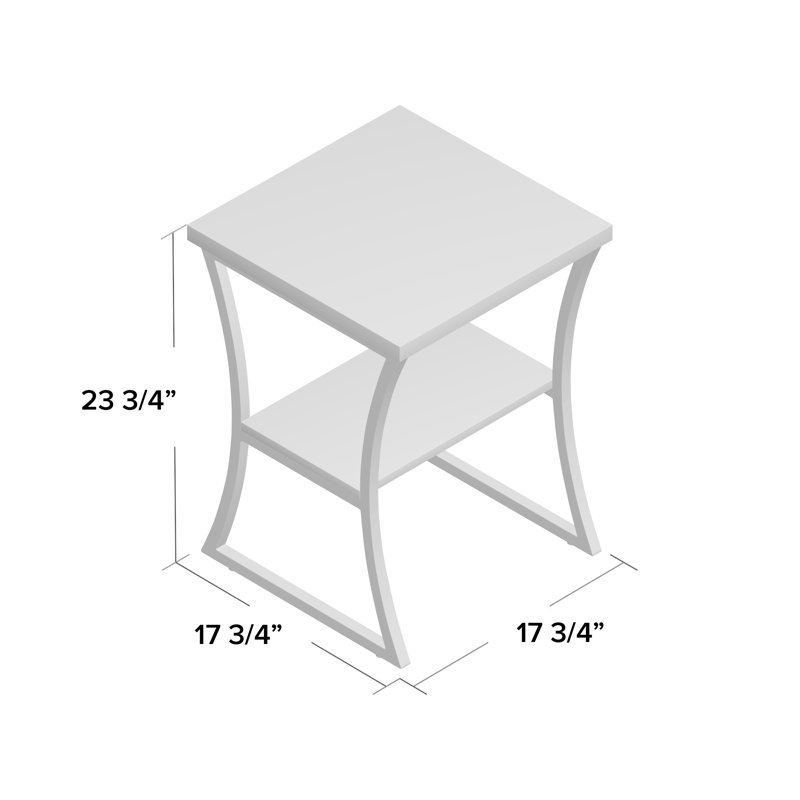 Faux Birch and Slate Gray Rectangular End Table with Shelf