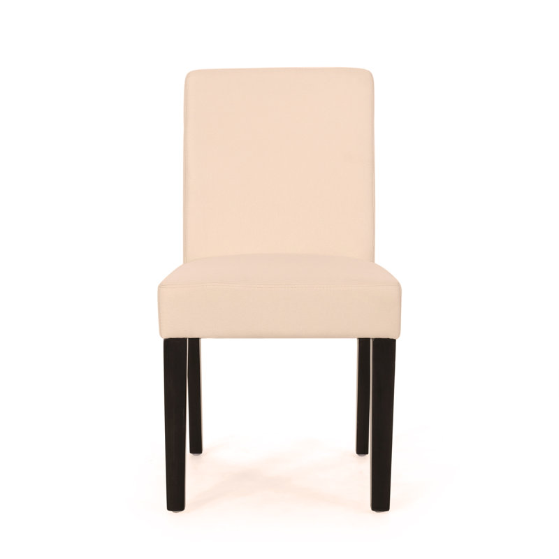 Chaises de salle à manger rembourrées Lira, Tissu beige, Noir
