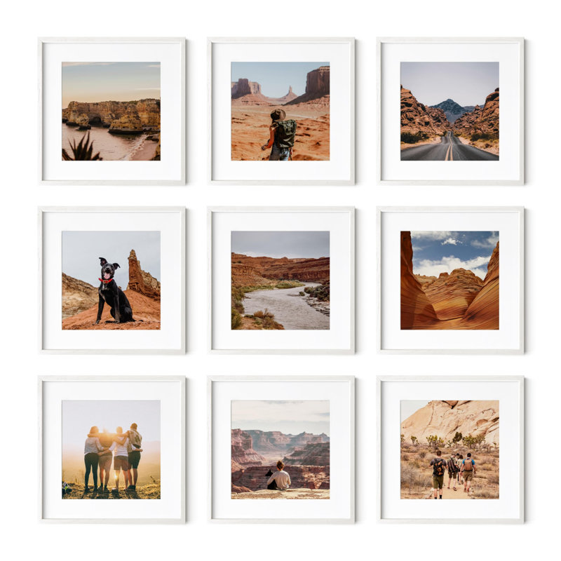 Cadre photo - ensemble de 9, Blanc, 12 po x 12 po, 16 po x 16 po