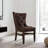 Roseland Upholstered Chair with Tufted Back, Nailheads - Brown Microfiber