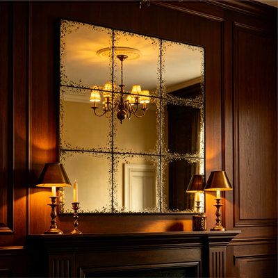 Square Wall-Mounted Mirror Versatile Home Decor Ideal For Bedrooms, Living Rooms, Dining Rooms, Fireplaces, Foyers, And More