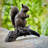 Bronze Squirrel on Log Table-top Sculpture