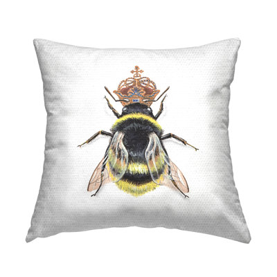 Queen Bee with Crown Printed Outdoor Throw Pillow Design by Connie Resch