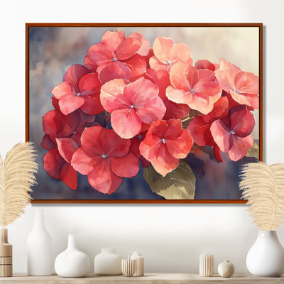 Jach Red Hydrangeas In The Evening Breeze II - Hydrangea Wall Art