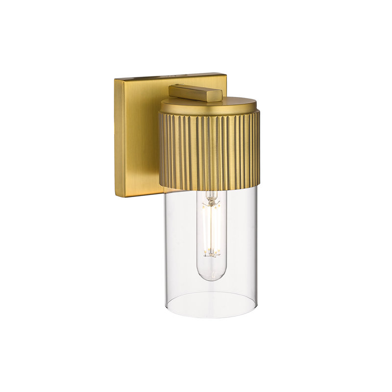 Applique murale 1 lumière 12 "Bolivar, Laiton brossé, H 7,5 po x l 5,1 po x P 4 po, Transparent