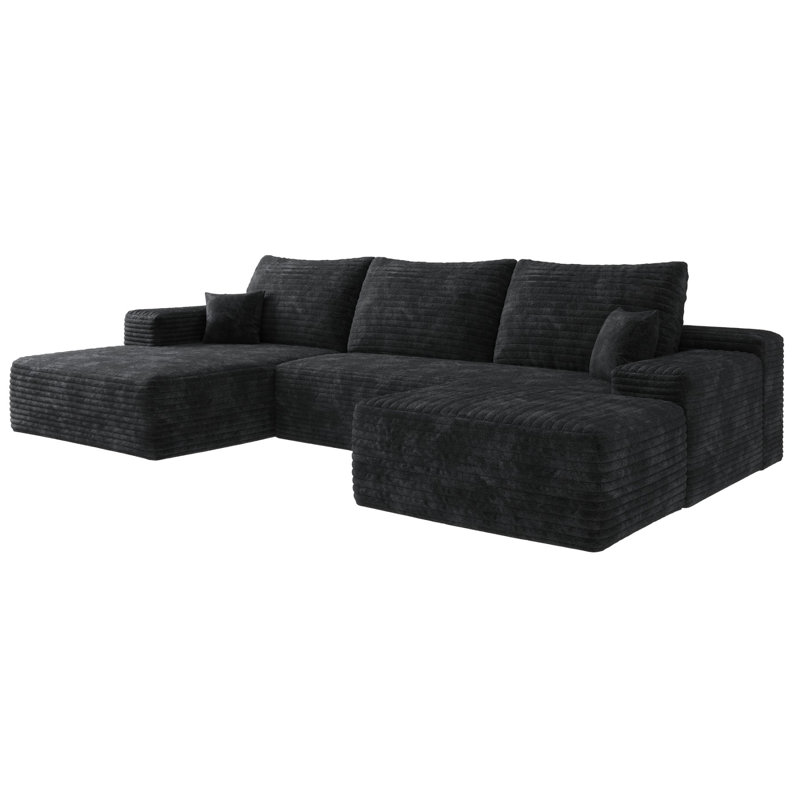 Modern Minimalist Upholstered Boneless Cloud Sectional Sofa Couches for Living Room, Deep Seat Corner Couch, No Assembly Required