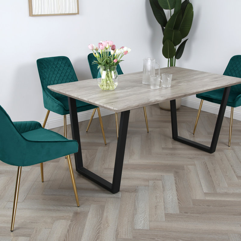 Meir 4 -Person Dining Set, Oak, Green