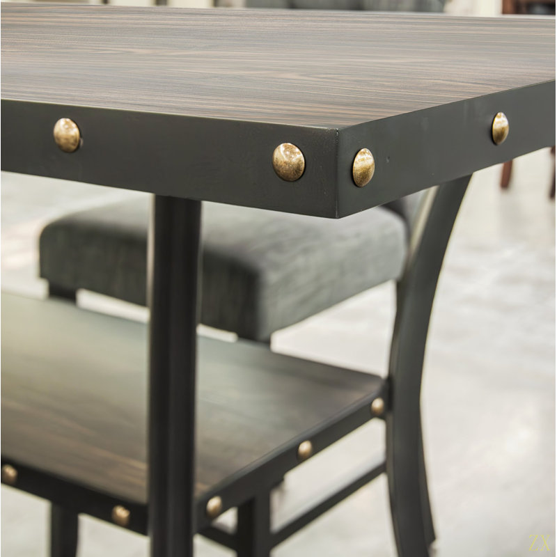 Table de salle à manger 6x Chaises hautes rectangulaires en tissu gris anthracite