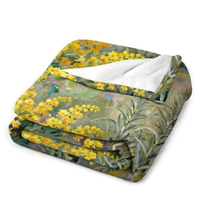 Meadow Landscape Luxury Flannel Throw Blanket, Soft Warm Fuzzy Blanket for Living Room Sofa Bed Home Decor