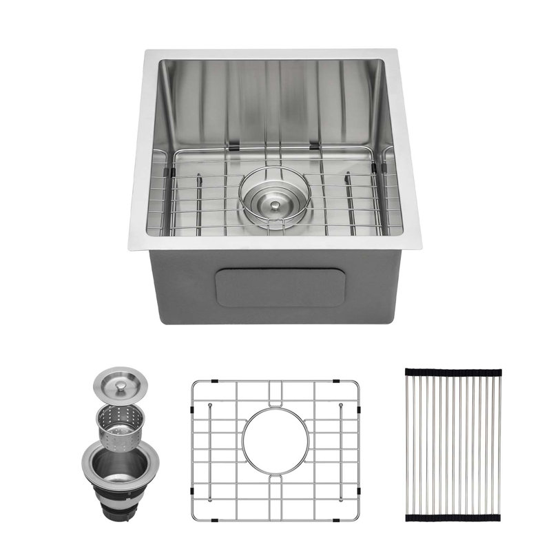 Évier de cuisine encastrable 17 po - 17 po x 19 po x 10 po - Évier de cuisine à simple cuve de calibre 16