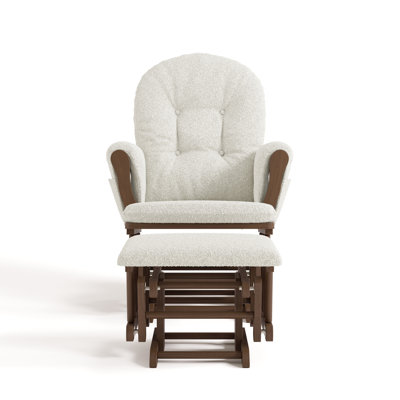 Hoop Glider and Ottoman - Hazelnut and  Boucle