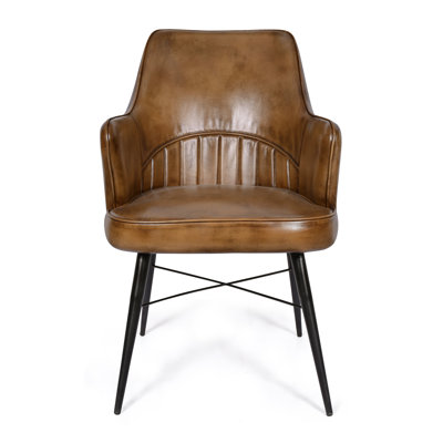 47cm H Genuine Leather Upholstered Dining Chair