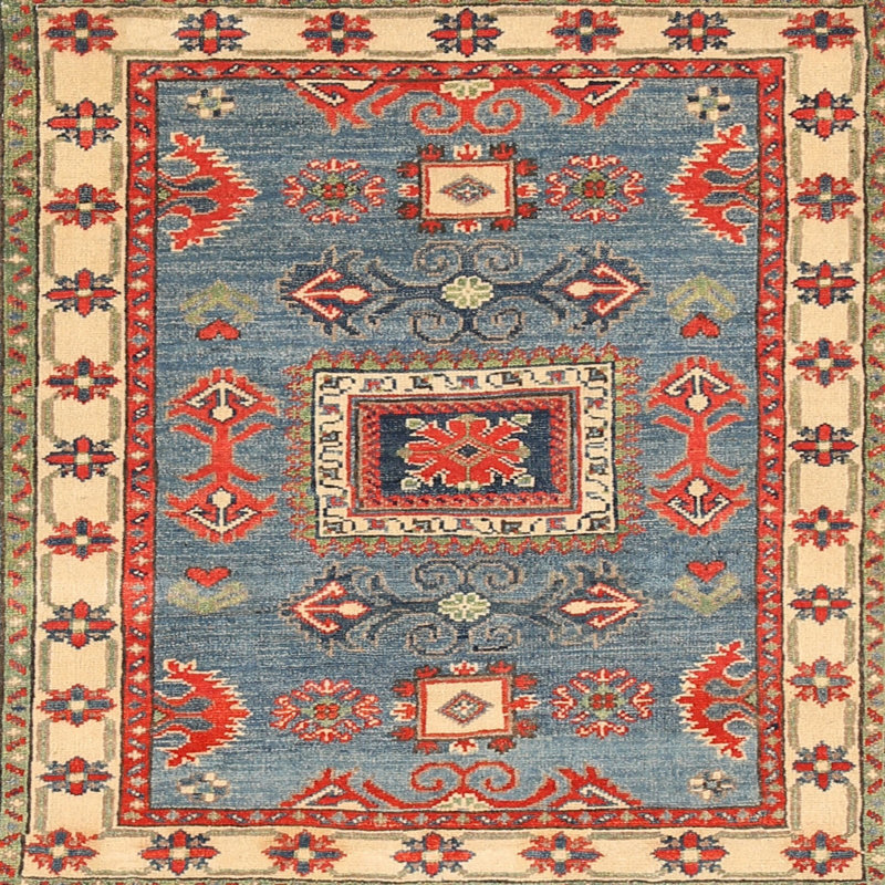 Tapis traditionnel rouge / beige Marronnier, Carré 4 pi