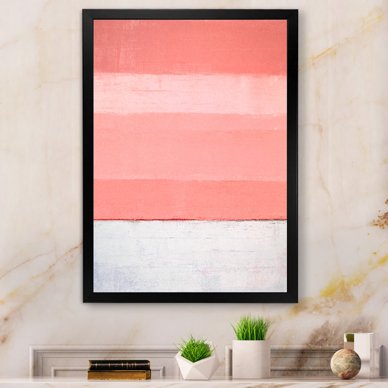 «Pink Brush Colorfields II», peinture sur toile, Cadre noir, H 20 po x l 12 po x P 1 po