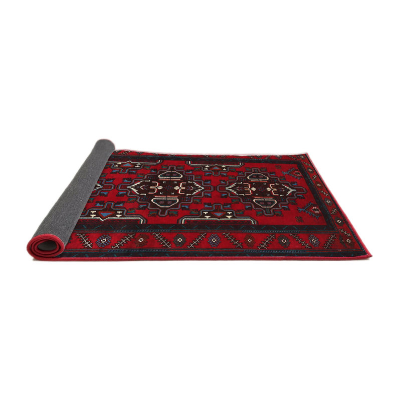 Tapis rouge/brun/beige traditionnel Brattleboro, Rond 4 pi