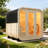 Outdoor Square Traditional White Pine Steam Sauna, 4-6 Person Capacity With Tempered Glass Windows