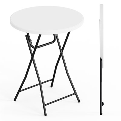 32 Inch Round Bar Height Folding Table, 400 LBS Heavy‑Duty HDPE High Top Table, No Assembly for Patio Wedding Events Parties