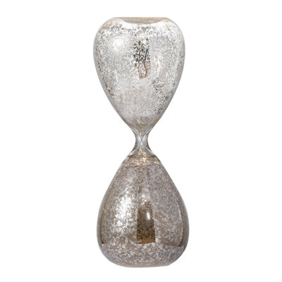 10" Peleus 60Minute Silvered Hourglass, Bisque Sand