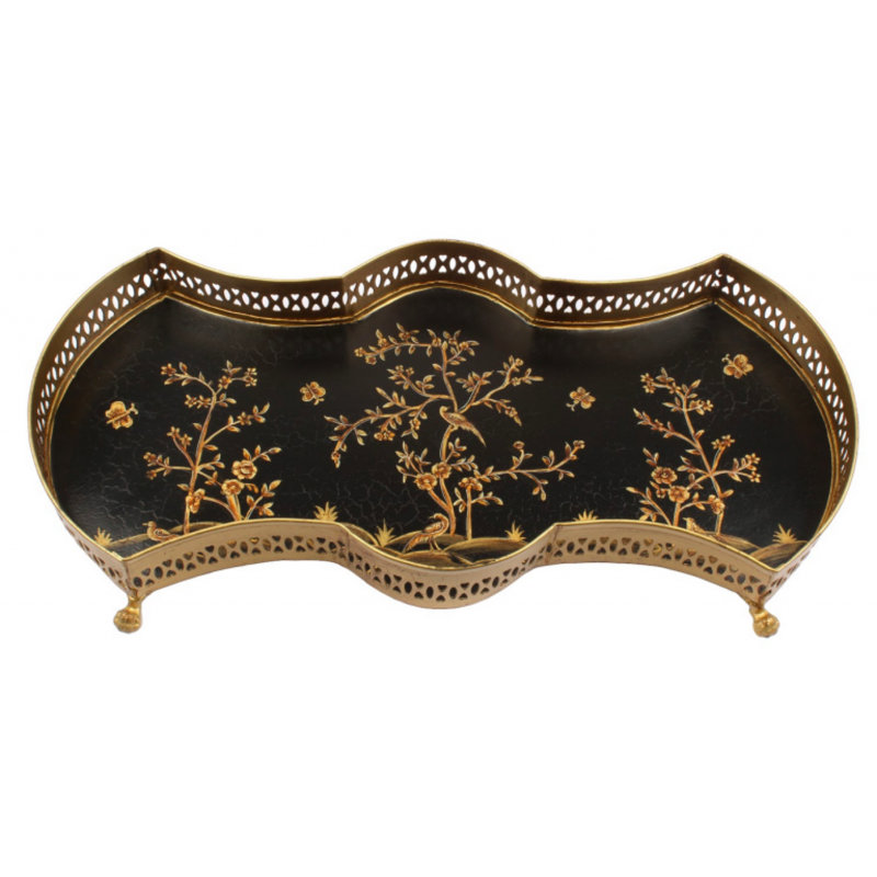 Kingsley Metal Tray, Black/Gold