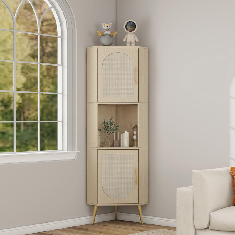 Armoire de coin sur pied en lin