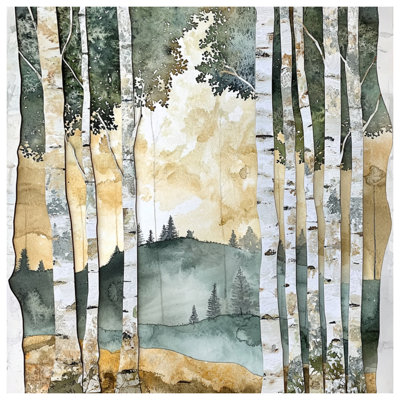 Birch Tree Forest Landscape Bath Mat