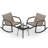 3 Pcs Wood Rocking Bistro Set Outdoor Conversation Set With Porch Rocking Chairs