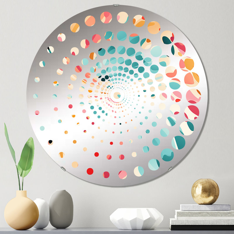 Multicolore Feather Fury - Miroir mural spiralé, 23,6 po x 23,6 po