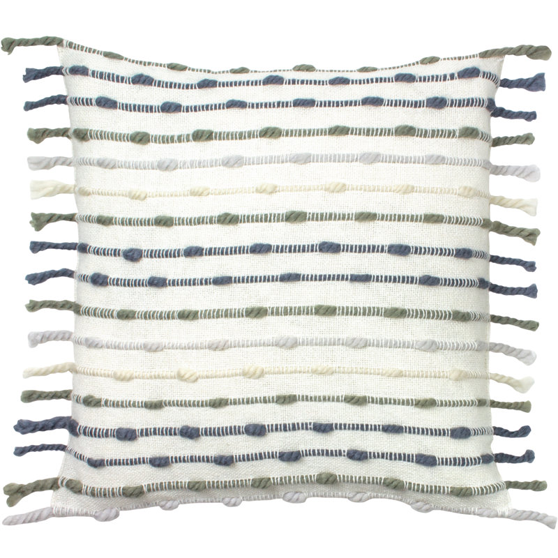 Dhadit Striped Square Cushion Cover, Natural/Grey, Polyester