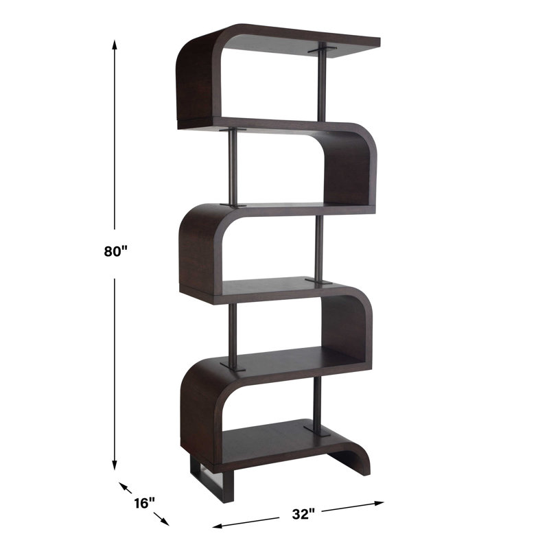 Bia 80" H X 32" W Brown Etagere, Brown