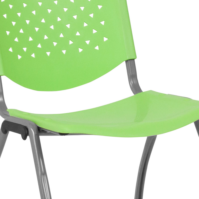 Green Plastic Stacking Reception Chair with Metal Frame