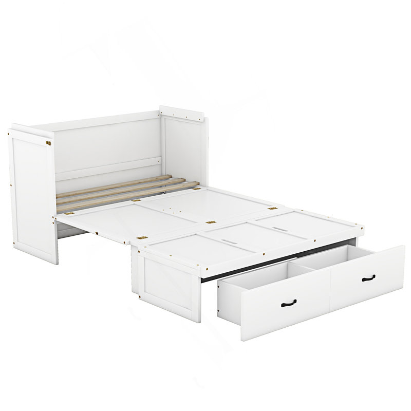 Emmaree Murphy Bed Cabinet with Outlets, Full / Double, White