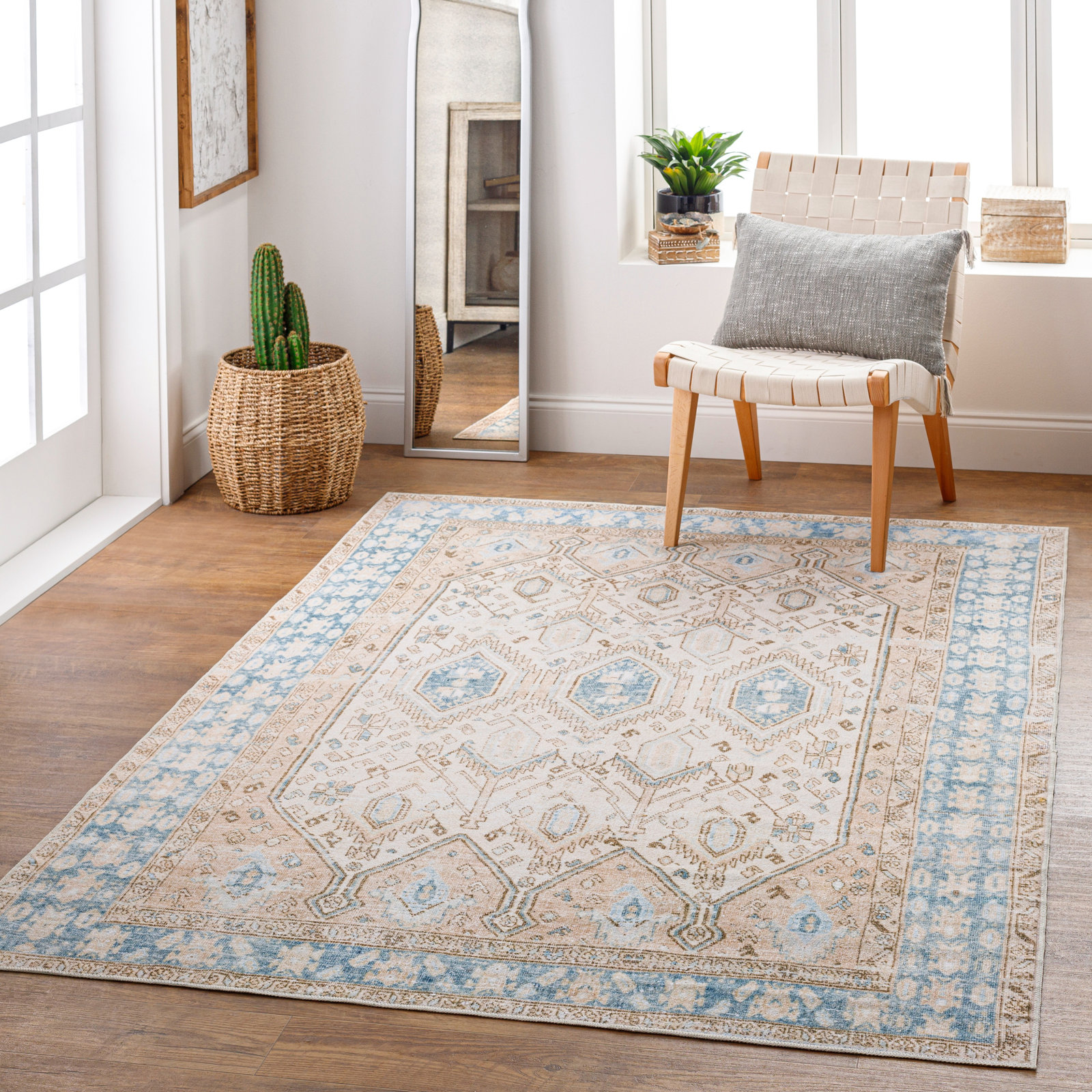 Jivika Machine Washable Oriental Rug, Rectangle 7'6" x 9'6"