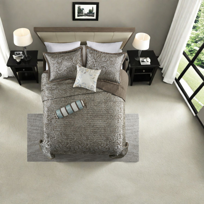 Ensemble de literie luxueux en jacquard de coton avec coussins décoratifs, style classique pour la chambre à coucher