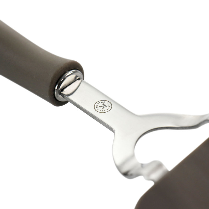 Large Taupe Nylon Slotted Spatula with Ergonomic Handle