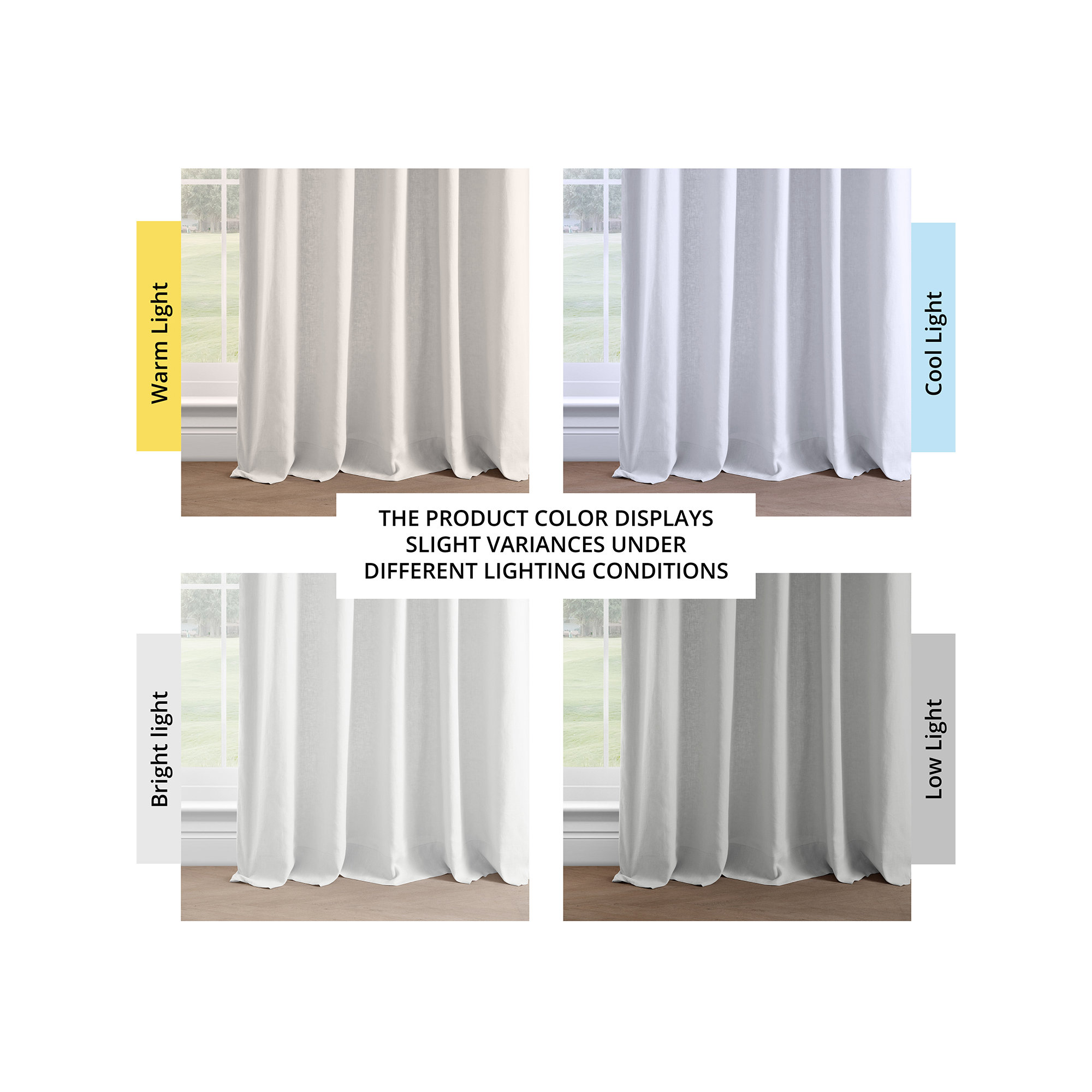 Briella French Linen Room Darkening Curtain, 50" W x 120" L, Crisp White