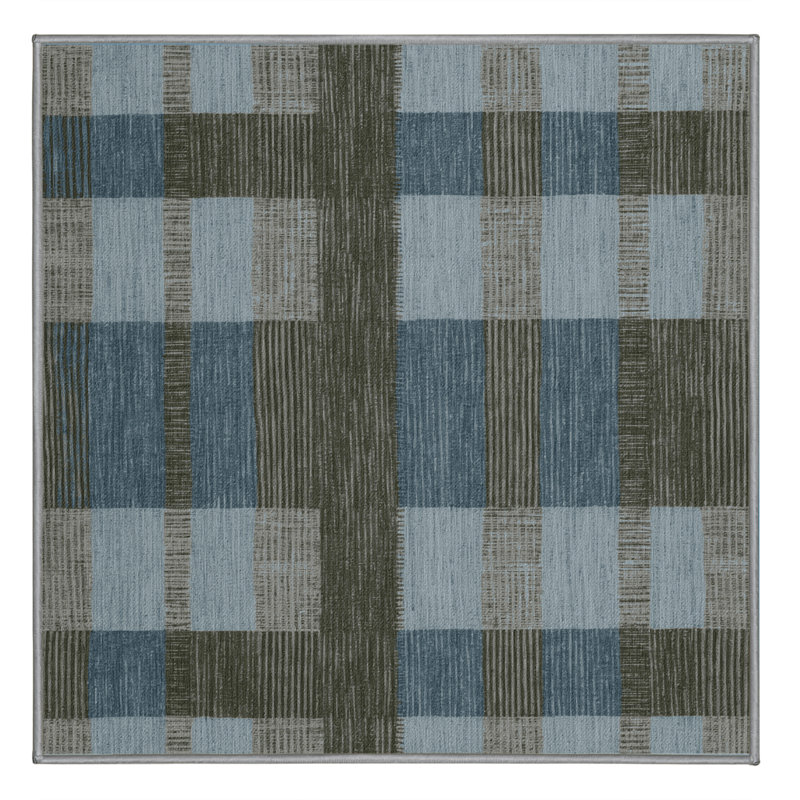 Tapis gris à carreaux lavable à la machine, Carré 8 pi