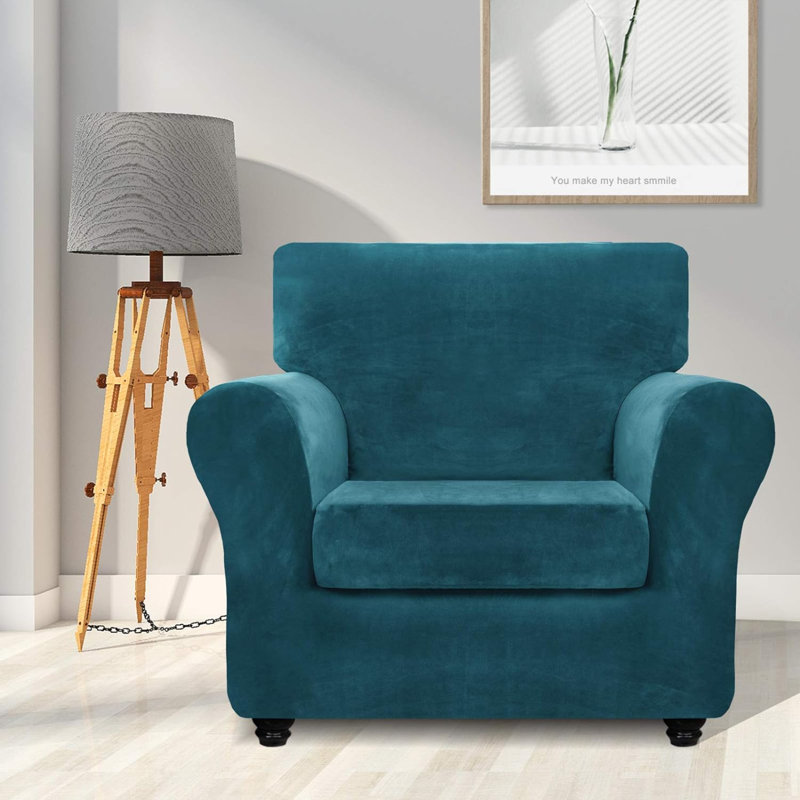 Housse pour fauteuil en velours à coussins carrés / rectangulaires
