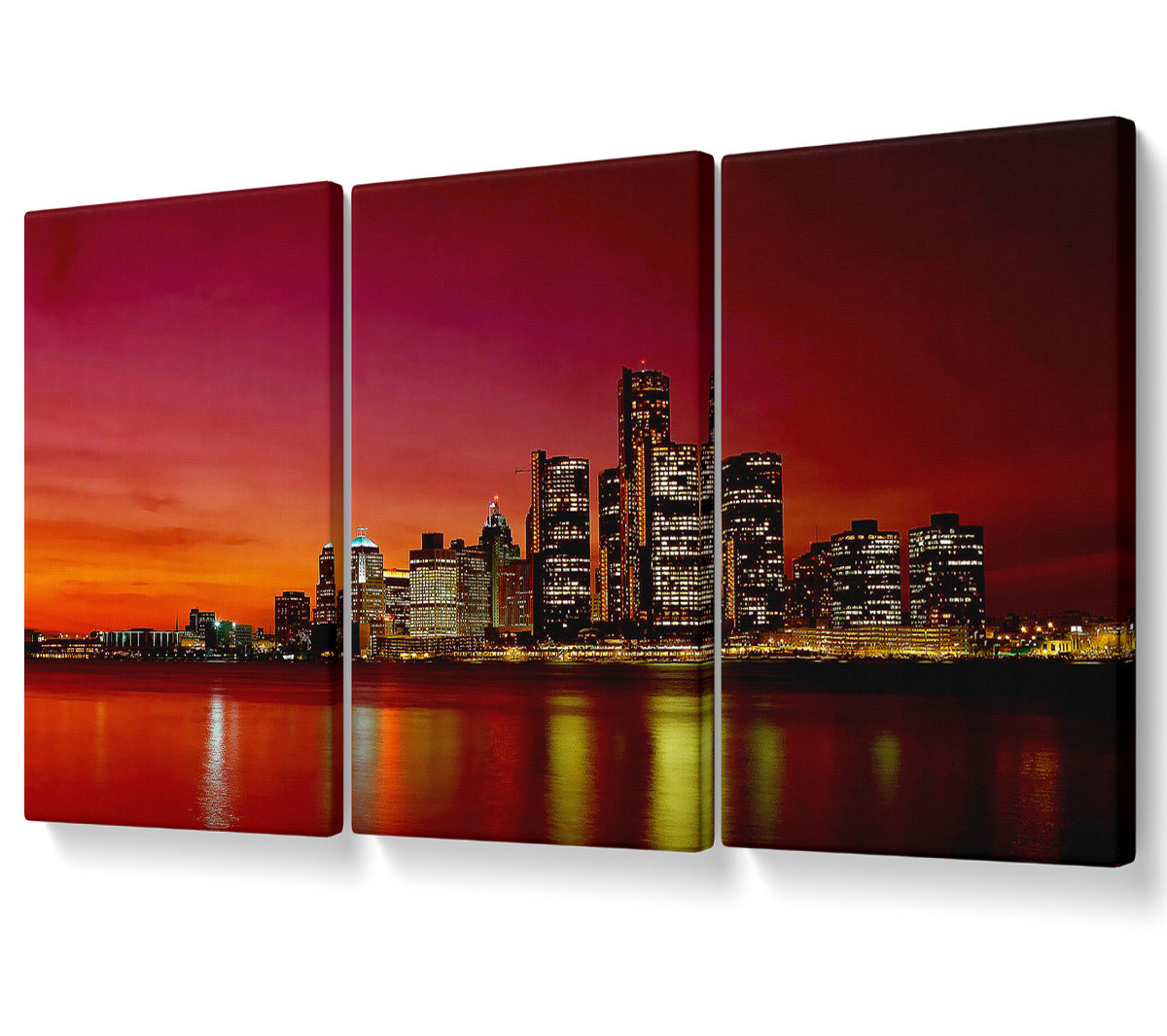 Ebern Designs Pink City Lights - 3 Piece Wrapped Canvas Graphic Art ...