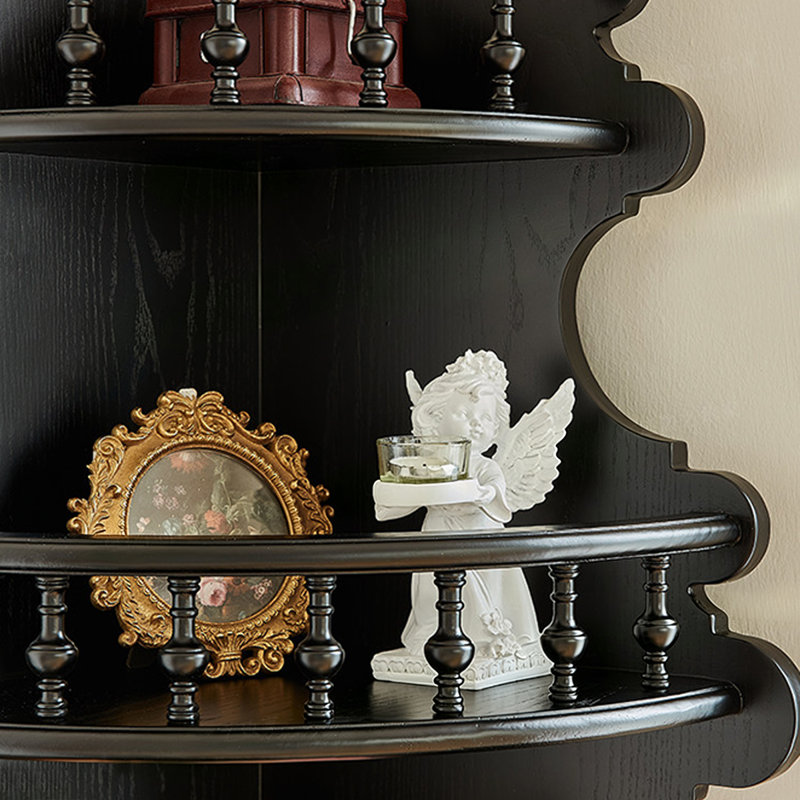 Retro Black Solid Wood Accent Cabinet