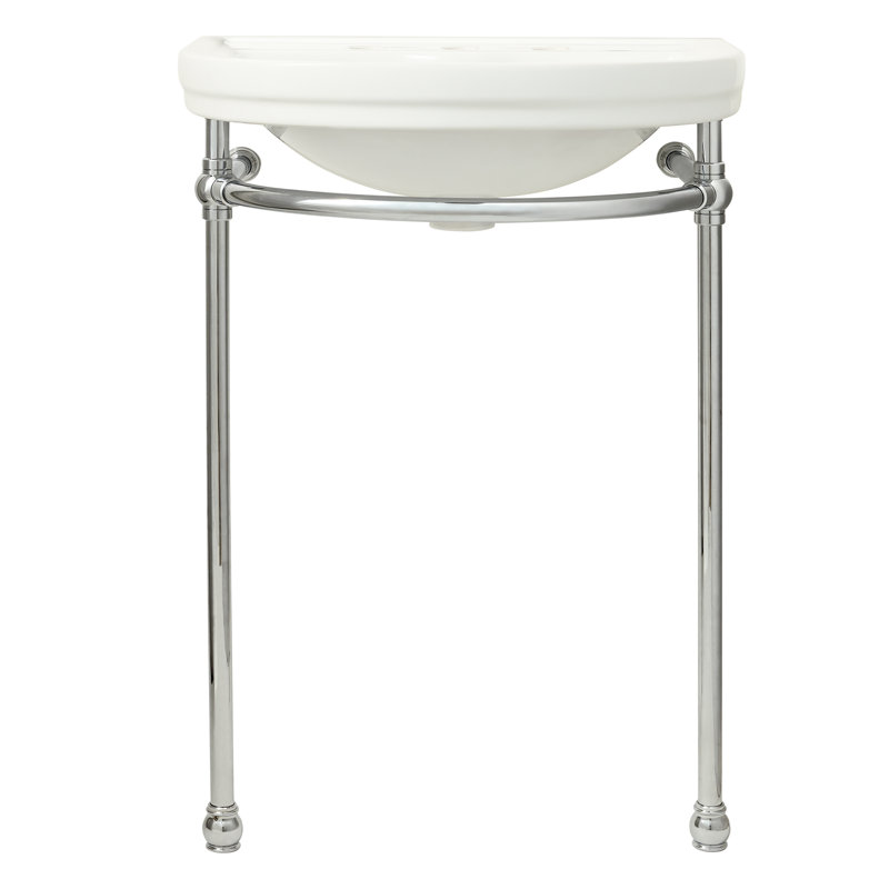 St. George 27.75" Tall White Vitreous China U-Shaped Console Bathroom Sink with Overflow