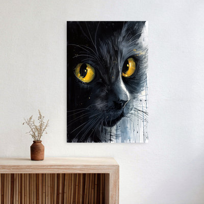 Art mural contemporain avec un chat noir