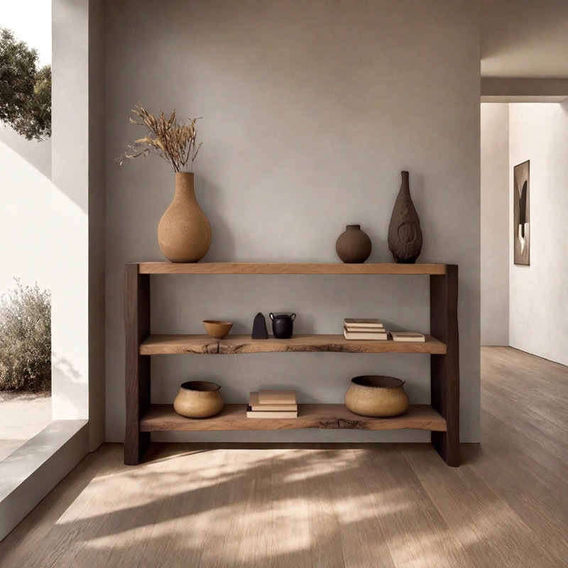 Retro Minimalist Solid Wood Console Table, 35.43" H x 47.24" W x 13.78" D