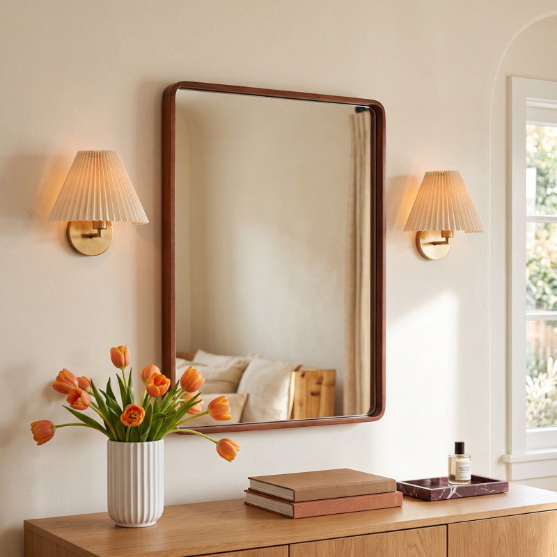 Sherman Wood Rectangle Mirror, 30" x 24", Walnut Brown