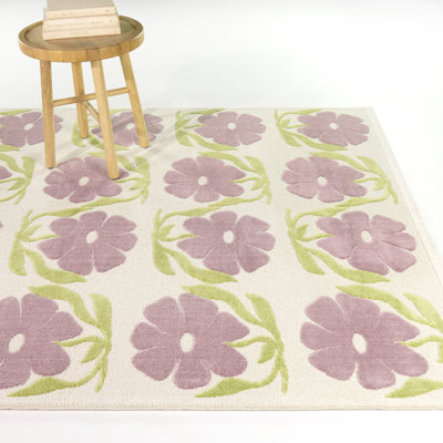 Juniper Lilac/Green Boho Floral Area Rug