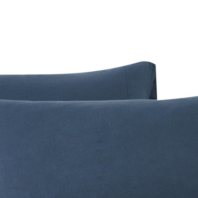 FRYE Cotton Linen Blend Pillowcase Pair, Dark Blue, Standard